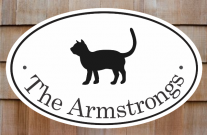 Cat Walking Oval Address House Plaques
