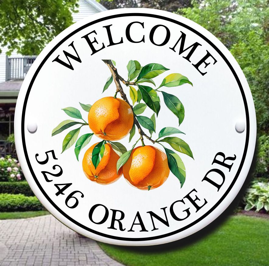 Oranges House Number Plaque
