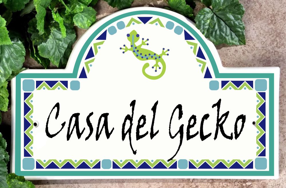 Gecko House Plaque with Name 