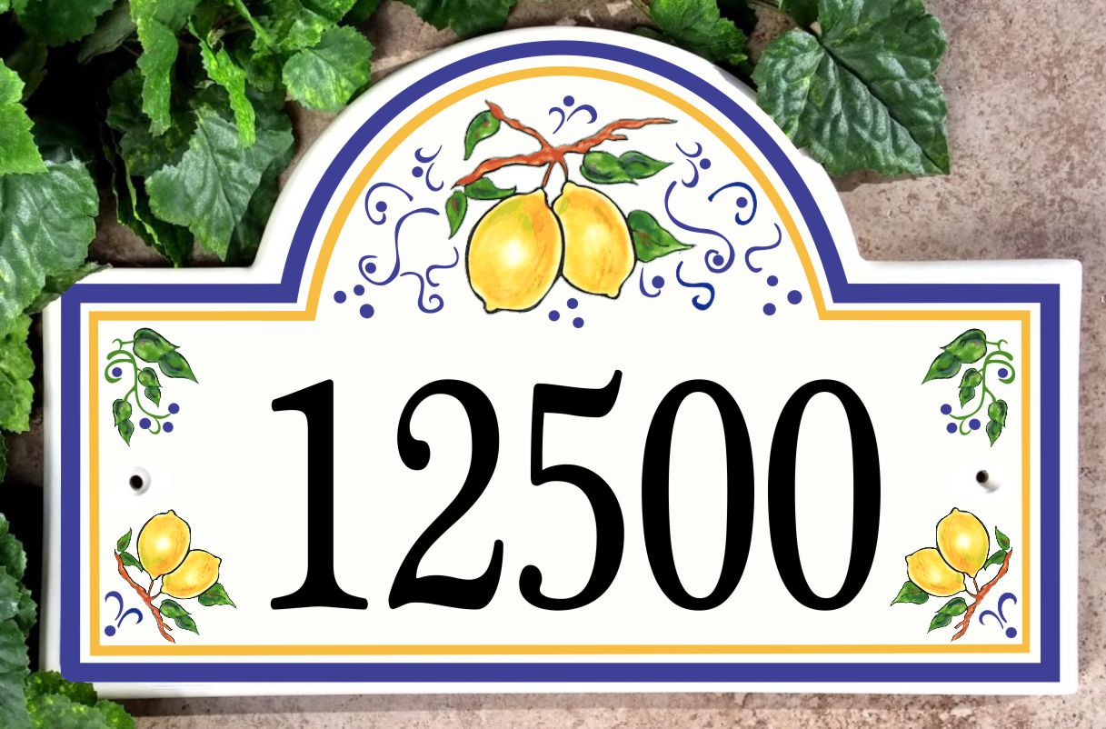 Lemons from Umbria House Number Plaque