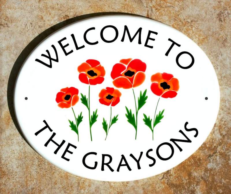 Poppies Welcome Plaque