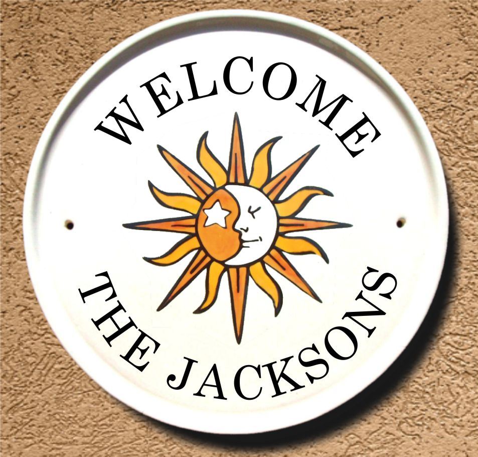 Celestial sun-moon-address-plaque