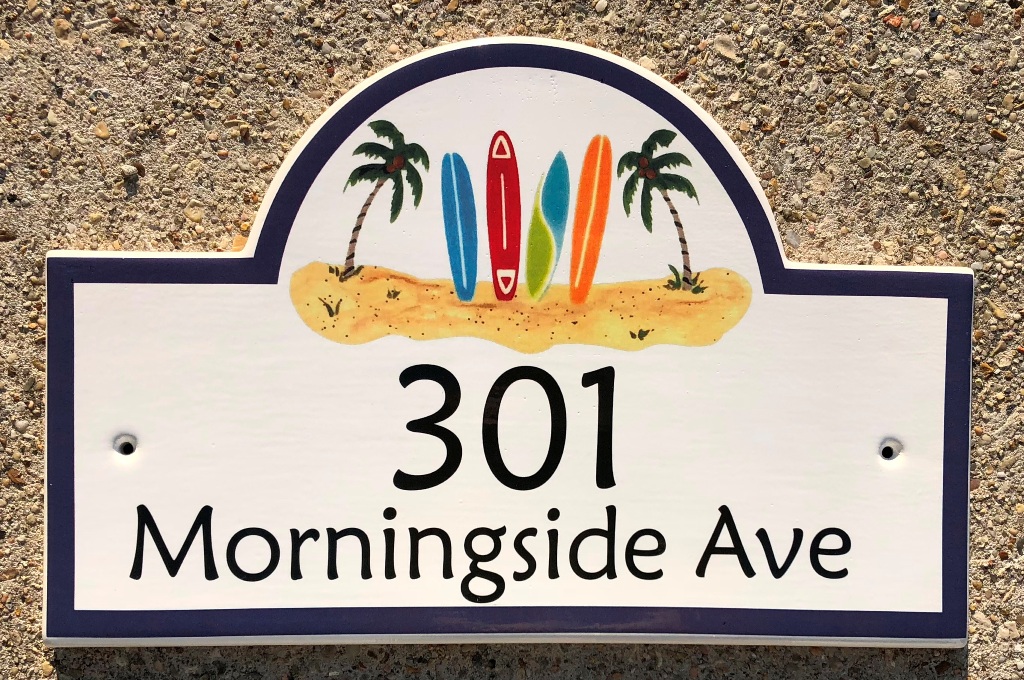 Surfboard Beach Address Plaque