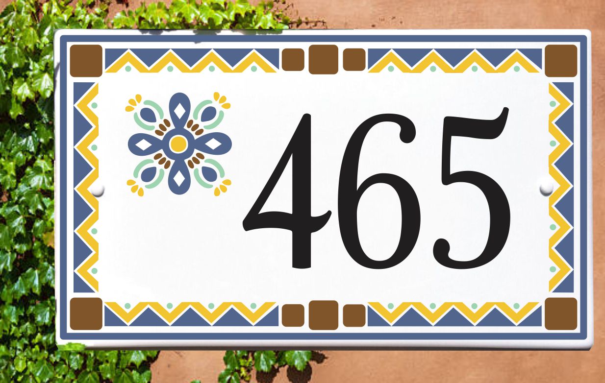 Talavera House Number Tile Porcelain